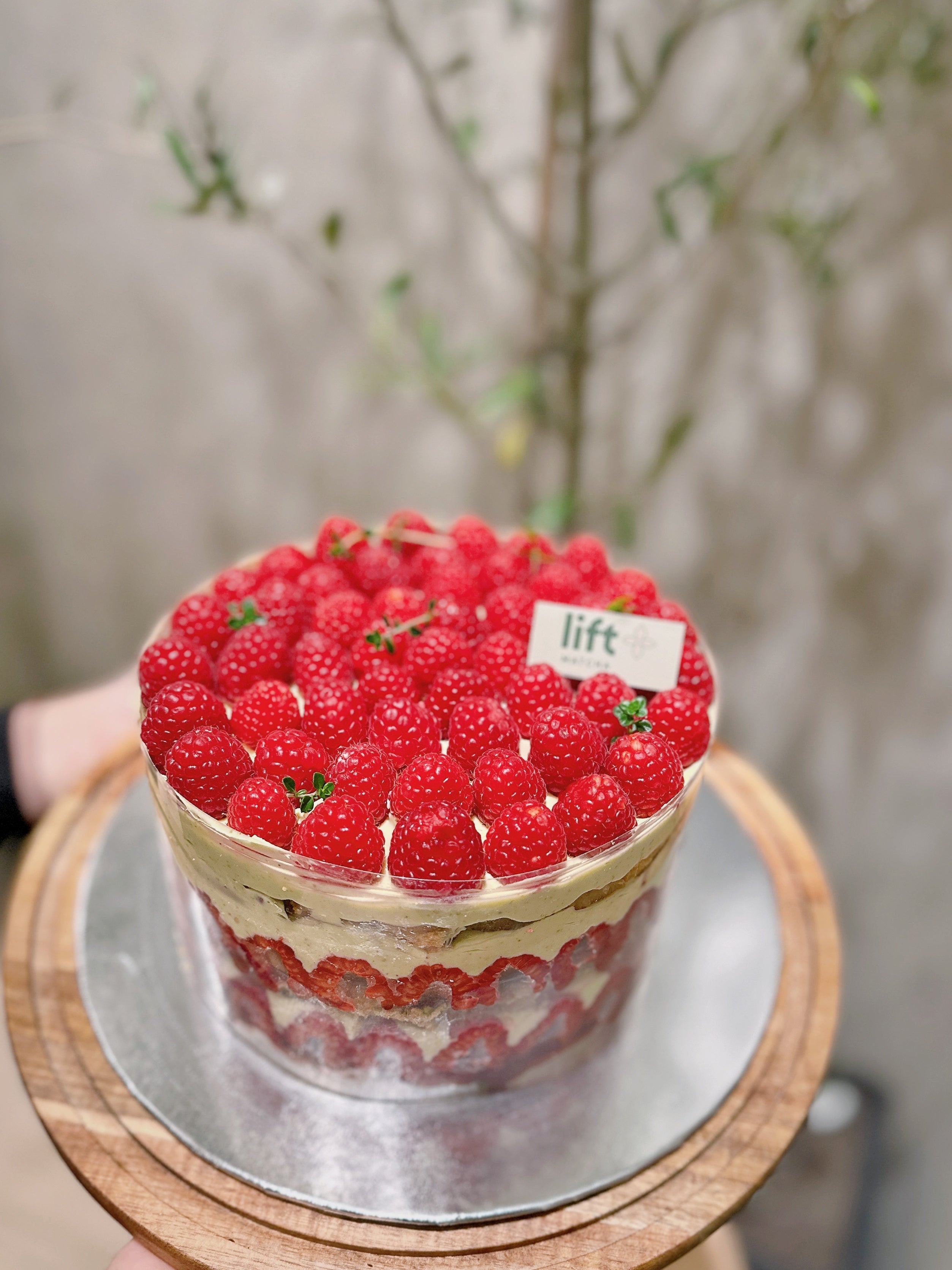 Raspberry Pistachio Cloud Cake
